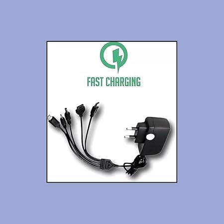RF REDFOXX Universal 5-in-1 Multi Device Charger Cable with USB, AC Power Adapter, Black