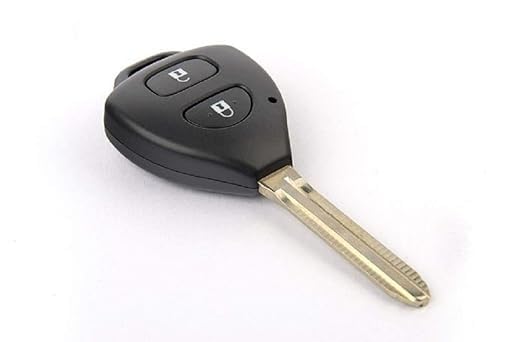 2-Button Toyota Remote Key Shell with Uncut Blade – Compatible with Innova – Replacement Car Key Case Housing (Black, Pack of 1)
