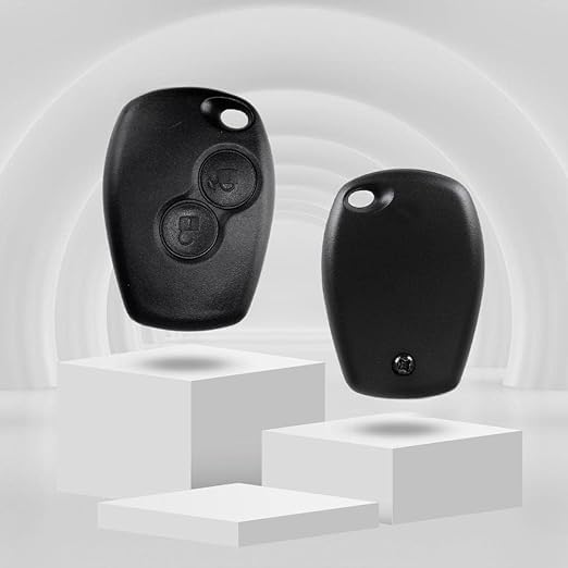 2-Button Remote Key Fob Shell Case – Compatible with Renault Logan, Duster, Verito, Lodgy, Kwid – Replacement Car Key Cover (Black)