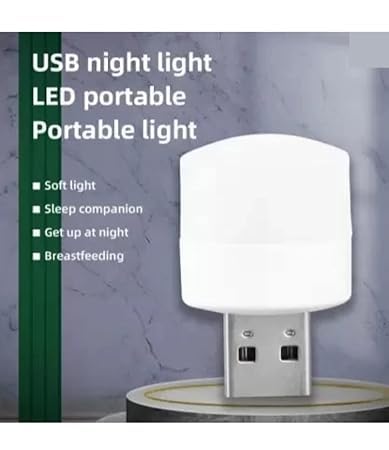 RF REDFOXX LED Bulb | Portable Compact Night Light, USB Plug-in,Bedroom Bathroom Nursery Hallway Kitchen Car Outdoor White, Energy Efficient (pack of 4).
