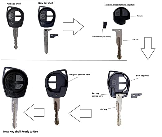 RF REDFOXX 2 Button Replacement Remote Key case with Key Shell Combo Compatible for Maruti Suzuki Swift, Dezire, Ertiga, A-Star, Alto, Omni, (Not for Brezza, Baleno, Ciaz) (Key Shell with Remote case)