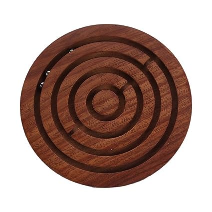 RF REDFOXX Wooden Labyrinth Board Game Ball in Maze Puzzle and Brain Teaser Hand and Eye Coordination Brain Game for Kids and Adults, Made in India (Size 3.5")