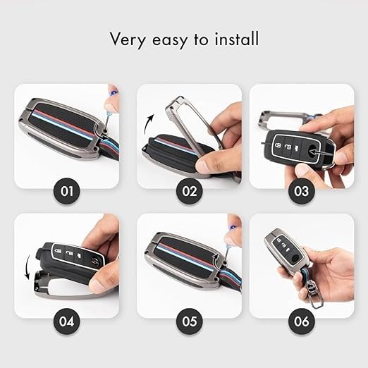 Premium Metal & Soft Silicone Car Key Cover with Keychain | Full Protection Key Shell Compatible with MG Hector | 3-Button Smart Key Case | 360° Protection | Durable & Stylish