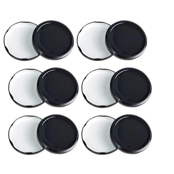 RF REDFOXX Glass Jars Air-Tight Black Metal Caps – Stylish Storage for Pantry, Spices, and More (82mm), Metal Lid for Glass jar/Bottles. (Pack Of 6)