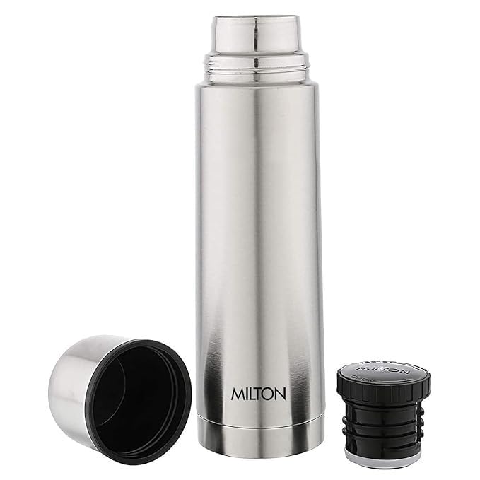 Spare Bullet Assembly Cup Compatible with Milton Thermosteel Water Bottle | Fits 300ml / 350ml / 500ml | Stainless Steel Plain Cap with Inner Jacket | Leak-Proof Replacement Lid | Silver
