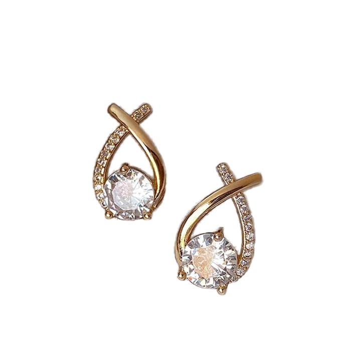 Sterling Cubic Zirconia Teardrop Stud Earrings, Korean Style, Wedding Jewellery