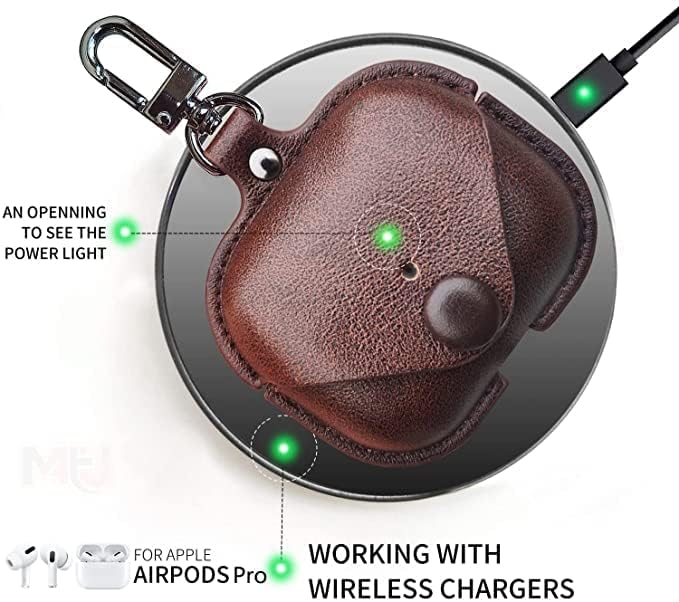 RedFoxx Soft Leather Shockproof Cover Case with Free Keychain Compatible with Apple AIRPODS PRO 2, Leather Case Airpod Pro 2 (Dark Brown)