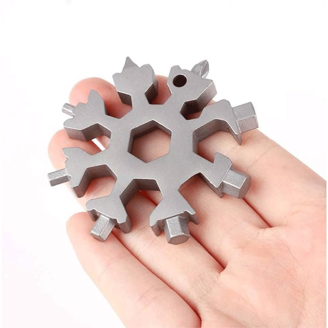 RF REDFOXX All in 1 Multi-Tool, High-Carbon Steel Spanner, Portable Hex Wrench, Keychain Screwdriver, Bottle Opener, Outdoor Wrench Hand Tool (Silver).