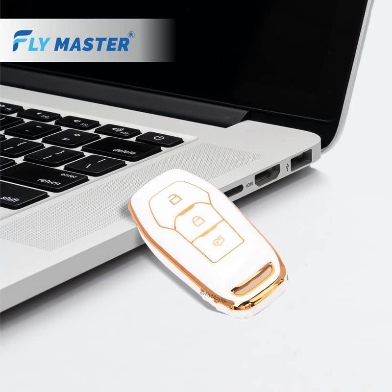 TPU Key Cover Compatible with Ford Aspire Figo Endeavour New Ecosport New Fiesta 2ND. (White)