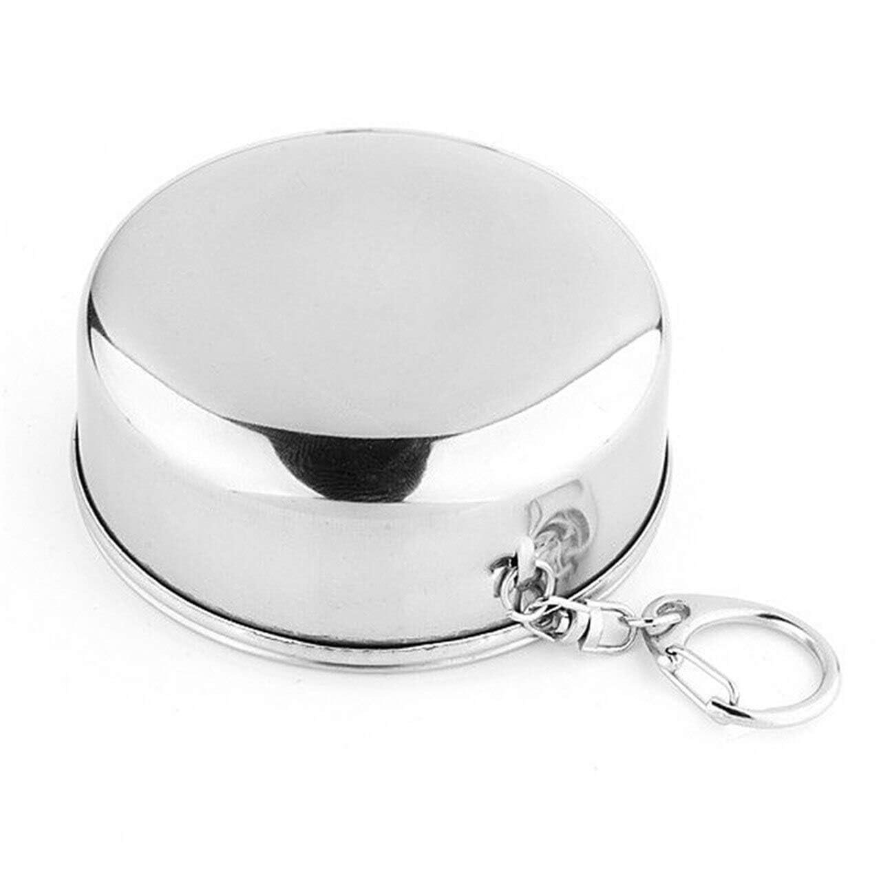 RF REDFOXX Folding Stainless Steel Water Glass for Picnic Outdoor/Indoor, Water Tumbler Cup with Keychain for Lassi Lemonade Juice Milk Cold Drinks Beverage Drinking Tumbler (75ml)