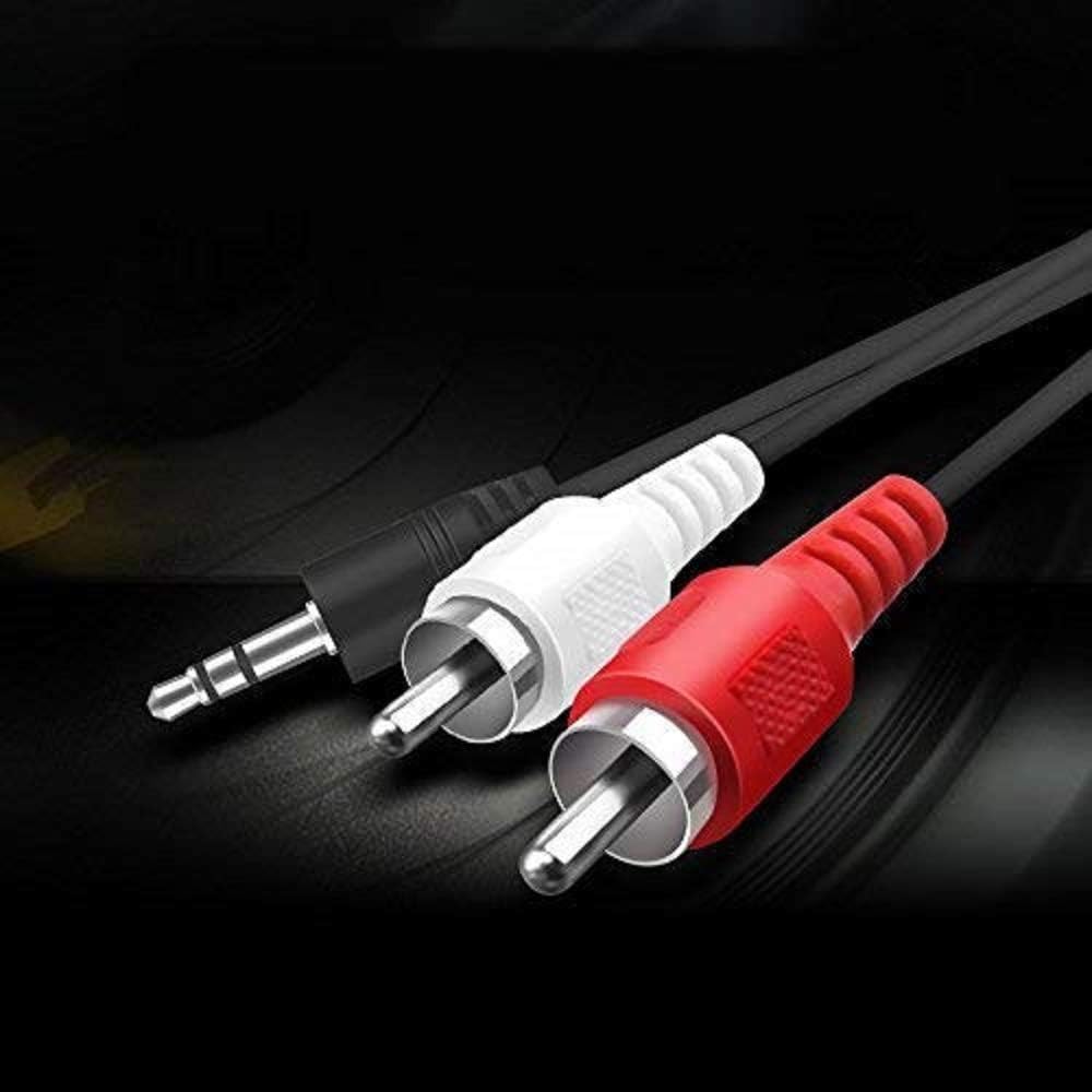 RF REDFOXX Jack Stereo Audio Male to 2 RCA Male Cable AV Audio Video Cable TV-Out Cable Speaker Amplifier Connect RCA Audio Video