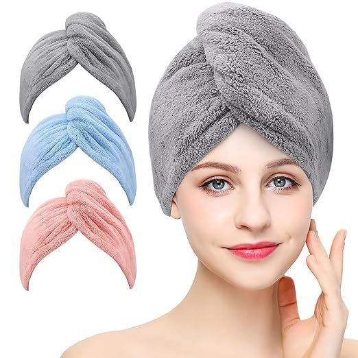 RF REDFOXX Microfiber Hair Drying Towel Wrap, Quick-Dry Twist Turban with Button Closure, Available