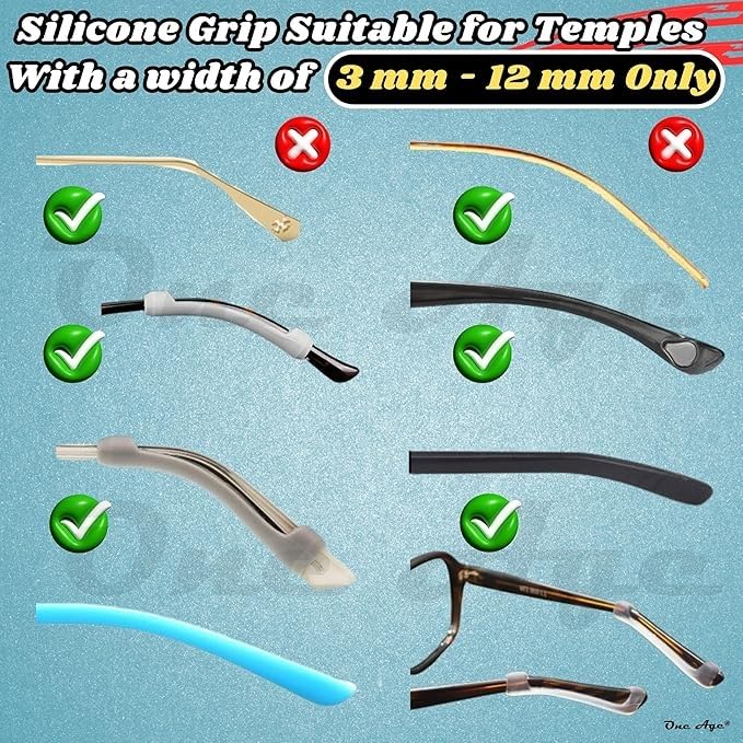 RF REDFOXX Eyeglass Anti-Slip Ear Grip Holder (1 Pair) | Soft Silicone Eyewear Retainer for Spectacles & Sunglasses | Comfortable Anti-Slip Sleeve for Men, Women & Kids (Color May Vary)