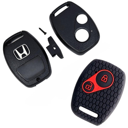 2 Button Key Shell, case fit for Accord, City, Civic, Brio, Mobilio and Jazz (Shell with Cover Black)
