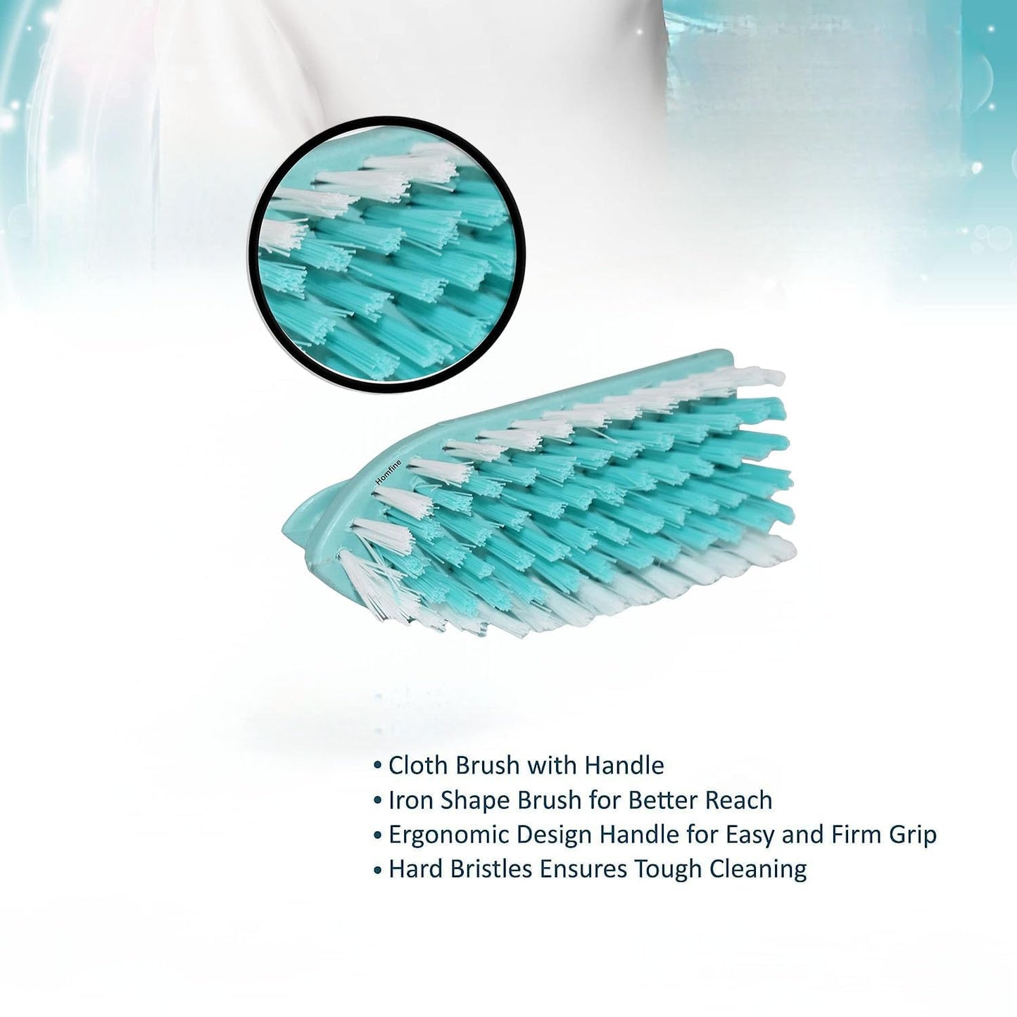 Cloth Washing Brush- Washbasin Cleaning Brush | Nylon Bristles | with Strong Plastic Handle | Soft Silicone Brush for Laundry, Carpet, Floor, Bathroom, Kitchen,Tile, Sink (Color May Vary).