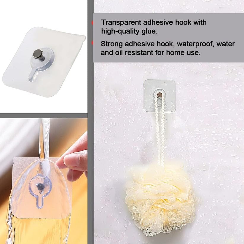 RF REDFOXX Adhesive Wall Hooks, Heavy-Duty, White, Set of 14, 10 x 10 cm, for Photo Frames, Keys and Shelves (15)