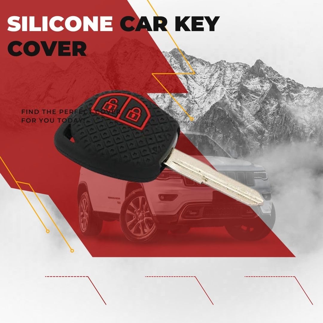Silicone Car Key Cover Compatible with Baeno, XL6, Swifit, WagionR, Ertigia, Fronix, Jiimny, Dzire, Ignis, Ciazi, Scrosis, Griand Vitara, Brezzia (Black with Black Keychain).