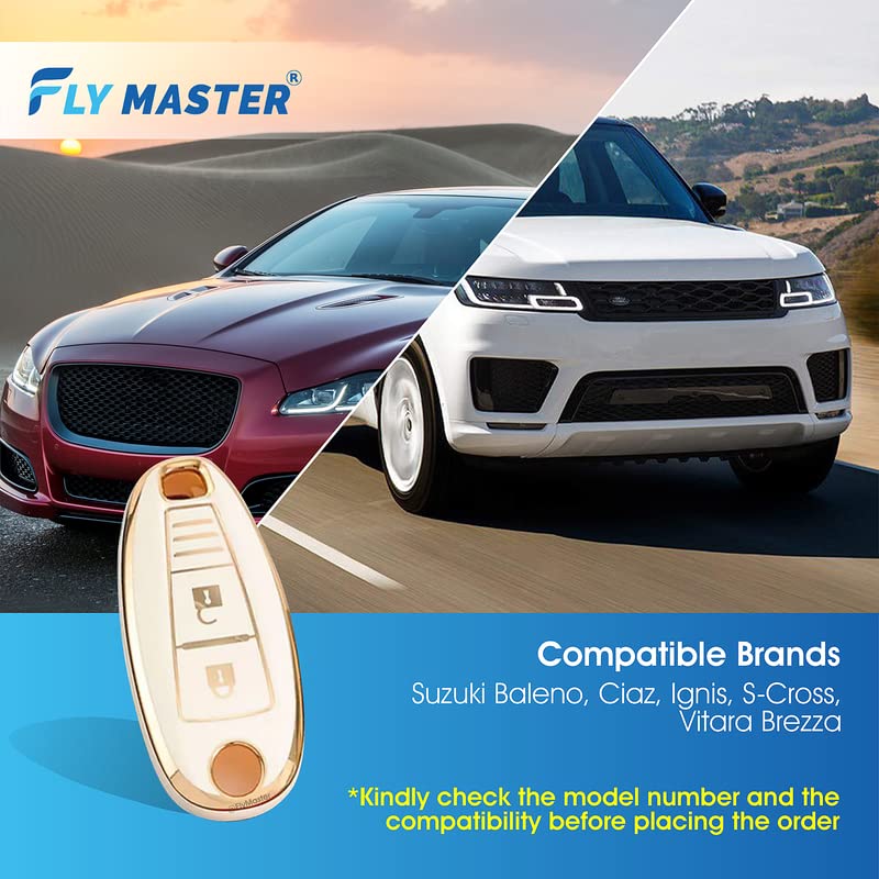 TPU Key Cover Compatible with Suzuki Baleno Ciaz Ignis S.Cross Vitara Brezza. (White)