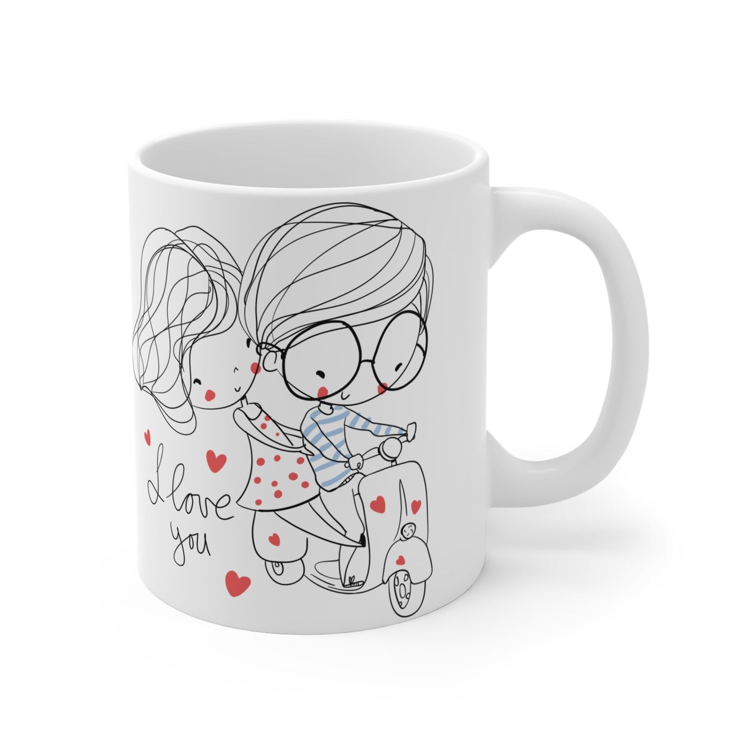RF REDFOXX Romantic Couple Design Coffee Mug, 350 ml, White Ceramic, Love Message Print