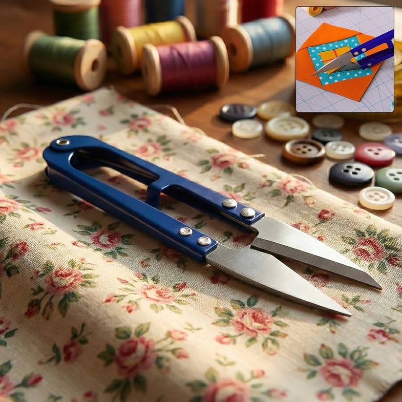 Mini Sewing Scissors Thread Cutter | Portable Embroidery Snips with Ergonomic Handle | Sharp Stainless Steel Yarn Cutter for Tailoring, Stitching, Craft, Fishing Line & DIY (1 Pc)