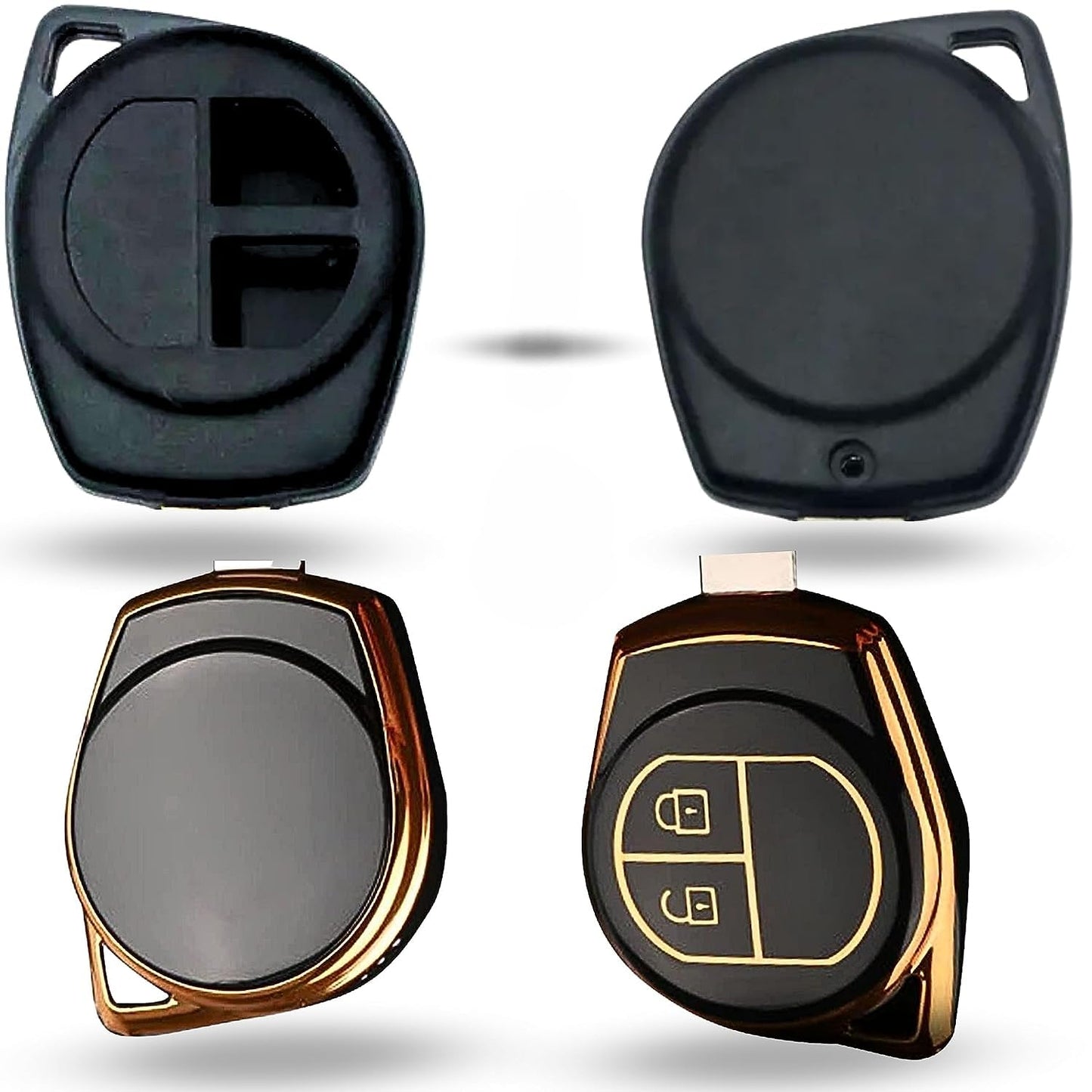 Suzuki 2 Button Smart Key Shell Without Blade and TPU Cover for Suzuki Alto, Baleno, Brezza, Swift, Celerio, Dzire, Ciaz, Ignis, S-Cross, Ertiga, XL-6, S-Presso, Ritz, SX4, WagonR Models