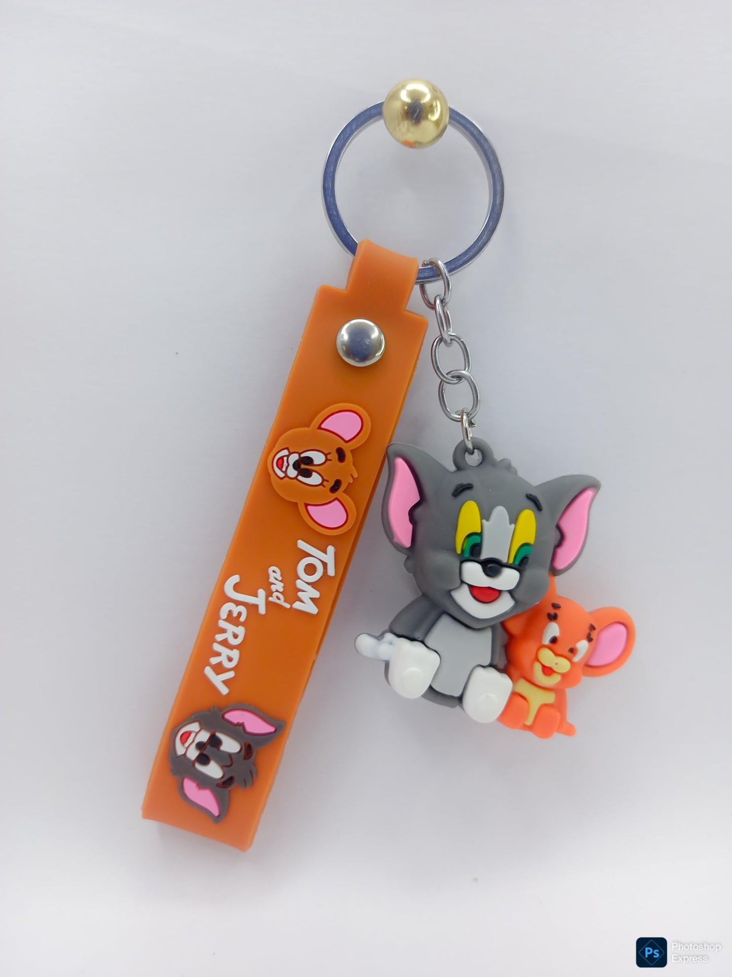 RF REDFOXX Tom and Jerry 3D Rubber Keychain, Decorative Strap with Metal Ring, Cartoon Character Car Pendant