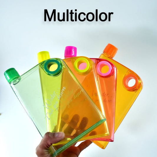 Notebook Style Slim Water Bottle 380ml | Flat Leakproof BPA-Free Water Bottle | Portable A5 Size Travel Bottle for Office, School & Gym (Multicolor)