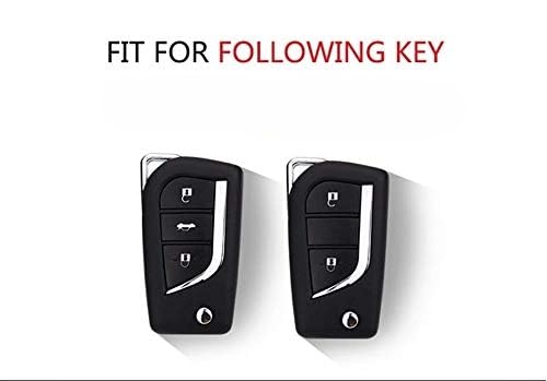 Premium Soft TPU Leather Pattern Key Cover Compatible with Toyota Innova Crysta and Corolla Altis Flip Key (Silver)