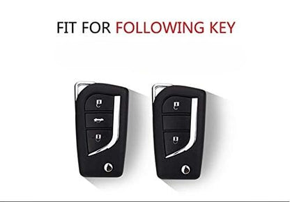 Premium Soft TPU Leather Pattern Key Cover Compatible with Toyota Innova Crysta and Corolla Altis Flip Key (Silver)