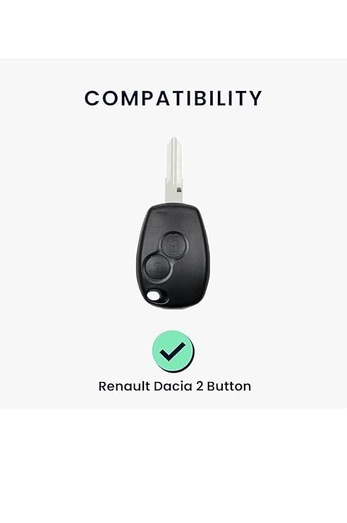 RF REDFOXX TPU Car Key Cover for Renault Dacia, 2-Button Remote Key Fob, Black with Gold Trim