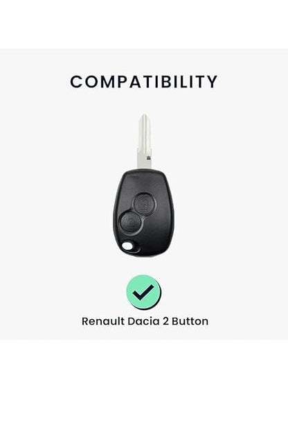 RF REDFOXX TPU Car Key Cover for Renault Dacia, 2-Button Remote Key Fob, Black with Gold Trim