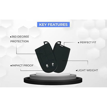 Key Hub Silicone Key Cover Compatible with Jeiep Compass | Traiilhawk Smart Key (Black) - Premium Protection for Your Key Fob