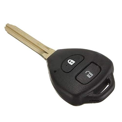 2-Button Toyota Remote Key Shell with Uncut Blade – Compatible with Innova – Replacement Car Key Case Housing (Black, Pack of 1)