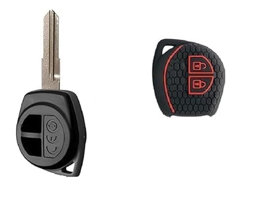 Combo Remote Key Replacement Shell with Premium Key Cover Compatible with Maruti Suzuki Baleno, Brezza, Ciaz, Celerio, Ignis, Ertiga, S-Cross, S-Presso, Swift & Dzire Black (Pack of 1)