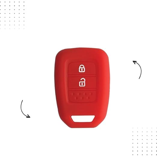Silicone Key Fob Cover Compatiable with Honda WR-V, City, Jazz, Amaze 2014 – 2 Button Remote Key Case – Smart Key Shell Protector – Red