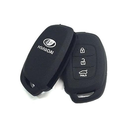 Silicone Key Cover for Hyundai Creta & i20 Elite – Black, 3-Button Remote Case with Premium Rubber Protection (Pack of 1)
