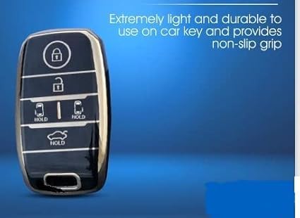 RF REDFOXX TPU Key Cover Compatible with Kia Carnival 5 Button Smart Key (Black)