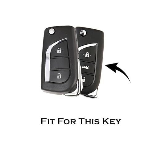 RF REDFOXX Premium Metal Soft Car Key Cover with Keychain Compatible with Toyota Innova Crysta, Corolla Altis, Camry, HyCross & Hilux, 2 Button Flip Smart Key Case, Black