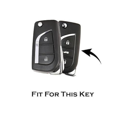 RF REDFOXX Premium Metal Soft Car Key Cover with Keychain Compatible with Toyota Innova Crysta, Corolla Altis, Camry, HyCross & Hilux, 2 Button Flip Smart Key Case, Black