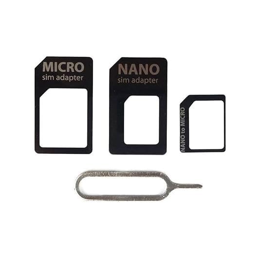 4-in-1 Nano SIM Card Adapter with SIM Ejector Pin – Universal SIM Card Converter for Standard, Micro, Nano SIM Cards, Easy to Use & Convenient.