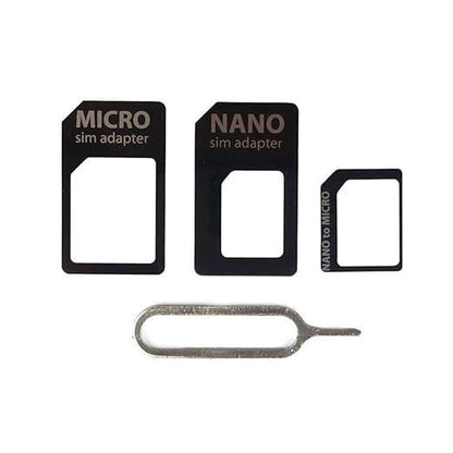 4-in-1 Nano SIM Card Adapter with SIM Ejector Pin – Universal SIM Card Converter for Standard, Micro, Nano SIM Cards, Easy to Use & Convenient.