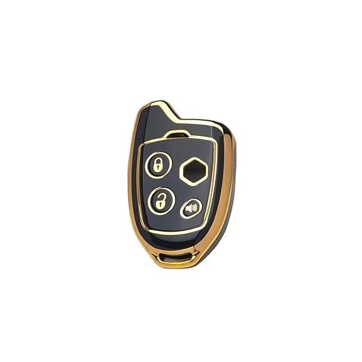 Suzuki Alto Smart Key Cover, 3-Button Remote Shell, Black and Gold TPU Case, Compatible with Alto 800 and Alto K10