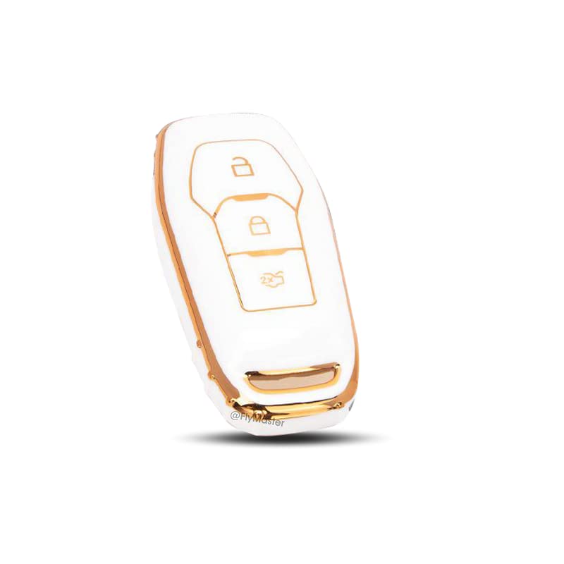 TPU Key Cover Compatible with Ford Aspire Figo Endeavour New Ecosport New Fiesta 2ND. (White)