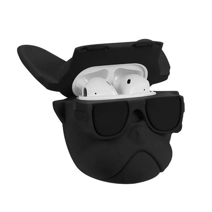 RedFoxx Soft Silicone New 3D Cartoon Design Cute Anime Shockproof Cover Case with Free Keychain Compatible with Apple AIRPODS PRO (NOT for Any Other AIRPODS) (AIRPOD Cover PRO, (Black Bully Dog)