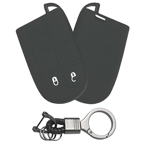 Silicone Car Key Cover Compatible with Jep Copass, Trailawk Smart Key (Black with Black Keychain).