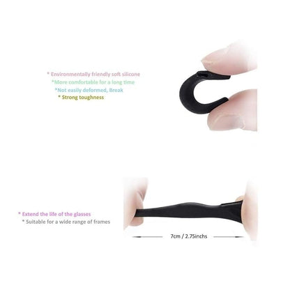 RF REDFOXX Silicone Eyeglass Ear Grip Holder, Anti-Slip Temple Tips Retainer, Soft Comfort Hook for Spectacles and Sunglasses, Black, 1 Pair