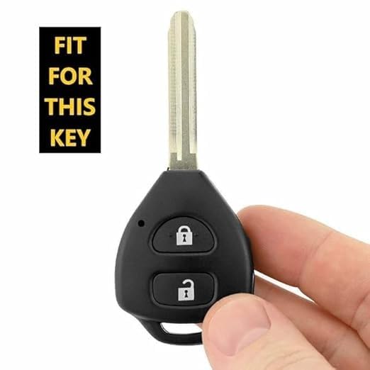 Premium Metal Car Key Case Cover Compatible with Toyota Old Innova, Fortuner, Corolla & Camry | 2 Button Smart Key Cover | Full Metal Protection with Low-Light Visibility Feature | Black (Pack of 1)