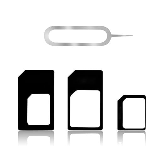 4-in-1 Nano SIM Card Adapter with SIM Ejector Pin – Universal SIM Card Converter for Standard, Micro, Nano SIM Cards, Easy to Use & Convenient.