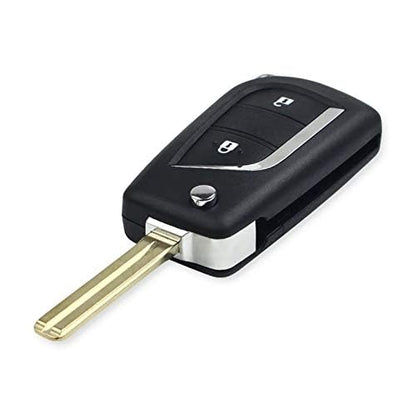 Replacement 2 Buttons Flip Folding Remote Key Shell Case for Toyota Corolla EX New VIOS Car Key Case Blank Uncut Blade