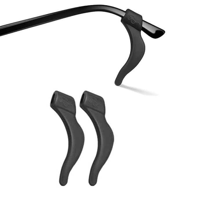 RF REDFOXX SoftGrip Anti-Slip Silicone Ear Hooks for Glasses and Sunglasses, Black Temple Tips Holder, Comfortable Wear Grips, Model SG-EH01, 1 Pair (Black)